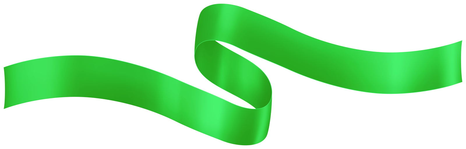 a green ribbon on a white background