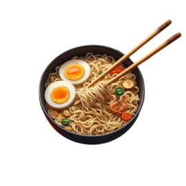 a bowl of noodles with an egg on top