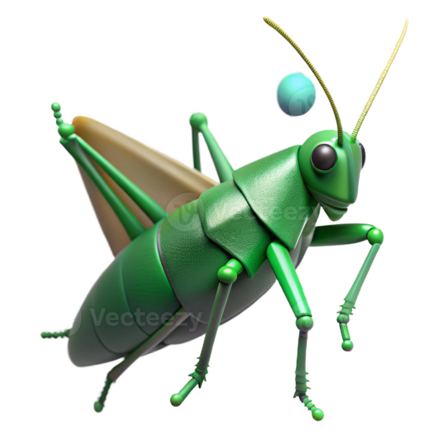 3d illustration of a green grasshopper