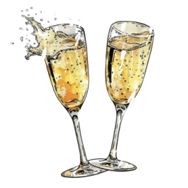 two glasses of champagne with bubbles