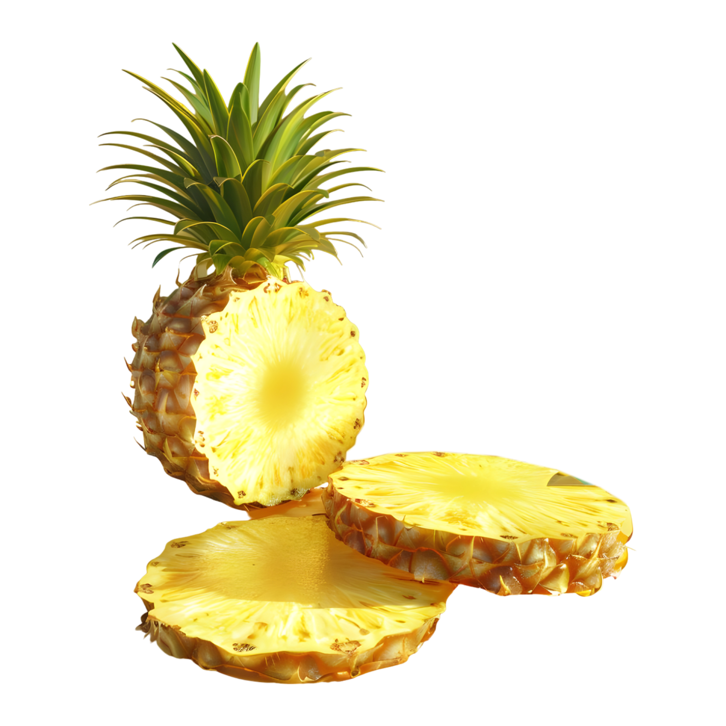 a pineapple cut in half on a white background