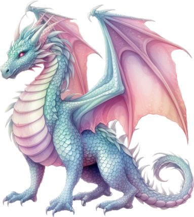 a blue dragon with pink wings
