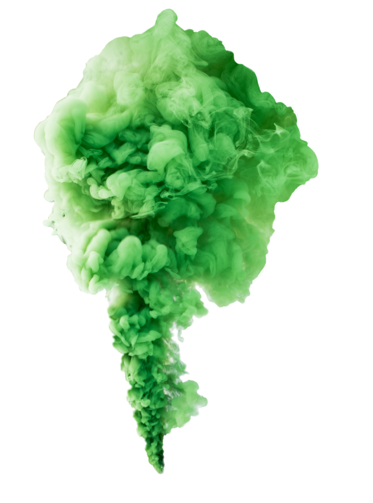 green smoke on a white background