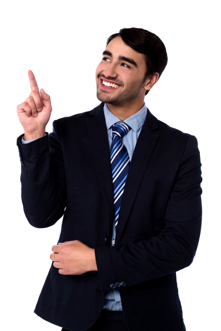 a man in a suit and tie making a peace sign