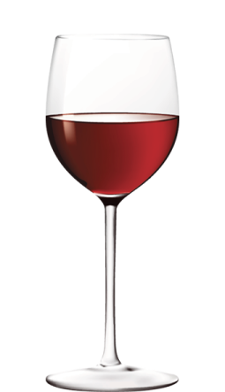 a glass of red wine on a white background