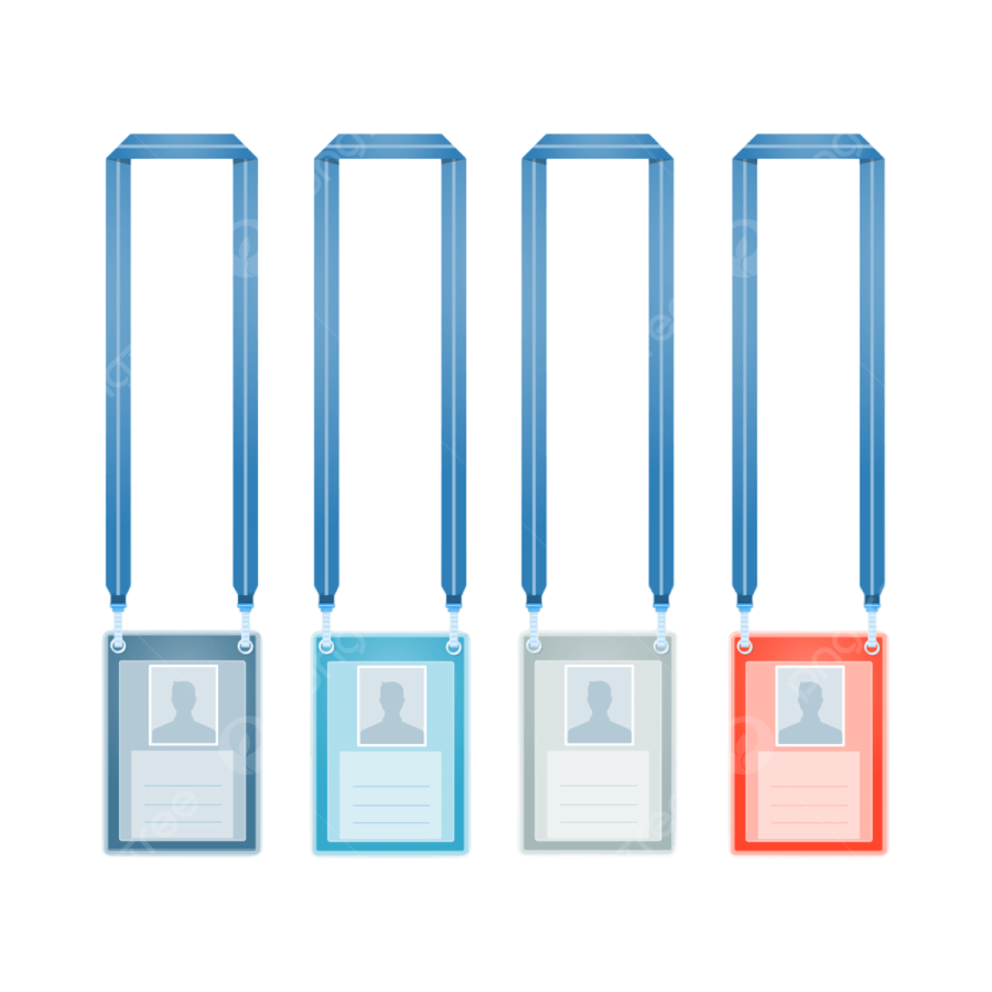a set of three different colored id cards