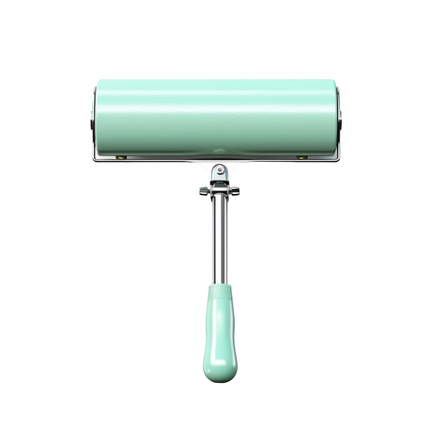 a green paint roller on a white background