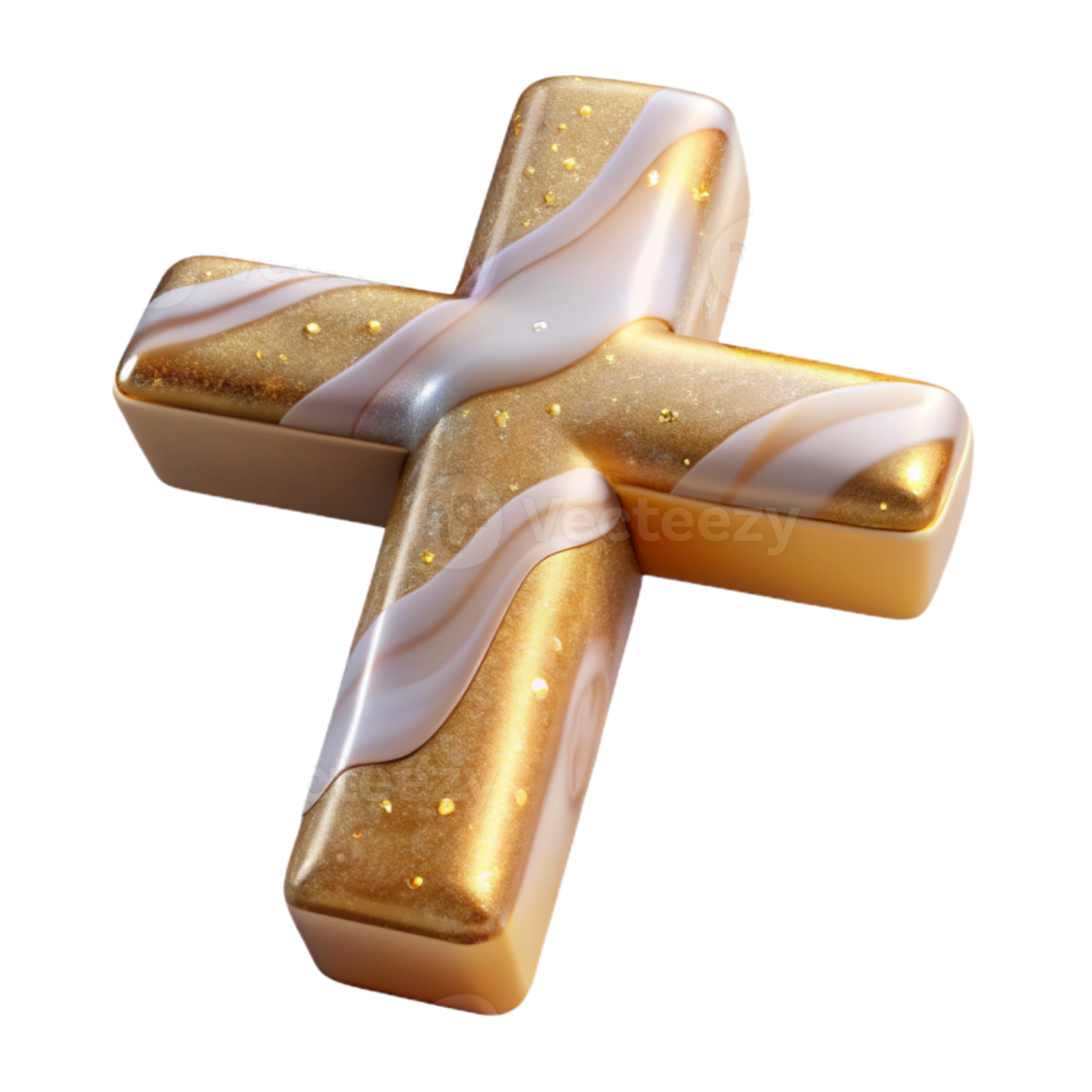 a gold and white cross on a white background