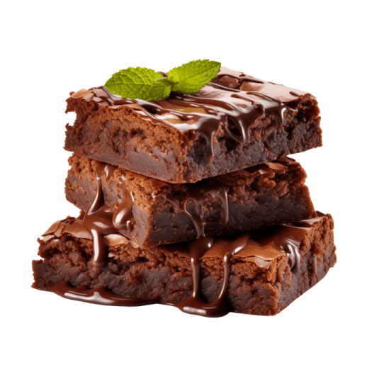 a stack of brownies with chocolate and mint on top