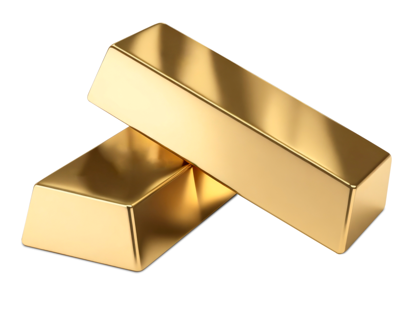 two gold bars on white background