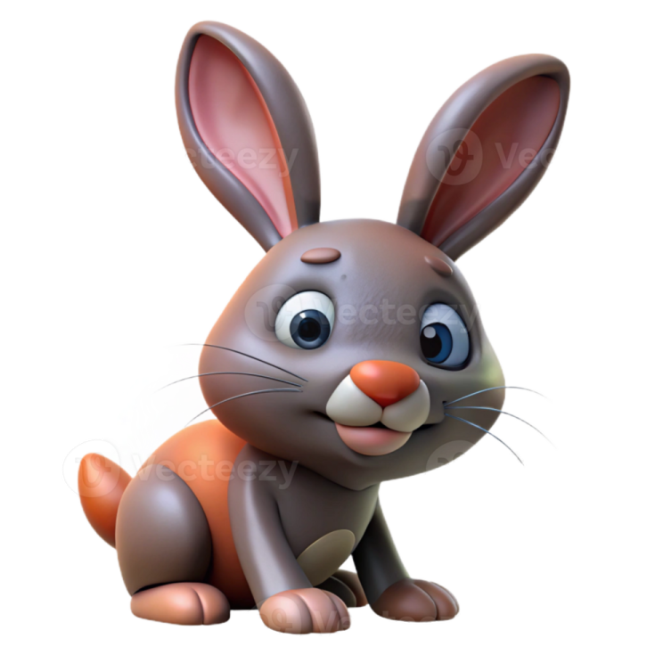 a cartoon rabbit sitting down on the ground