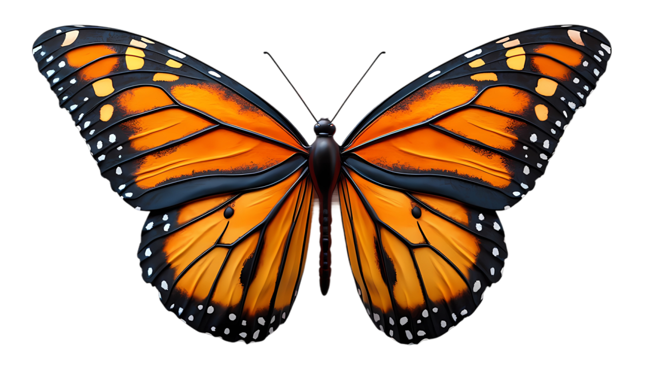 a monarch butterfly on a white background