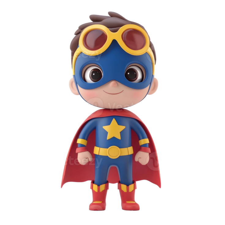 a small figure of a boy dressed as a superhero