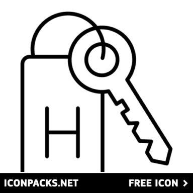 a black and white icon of a key with the word h on it