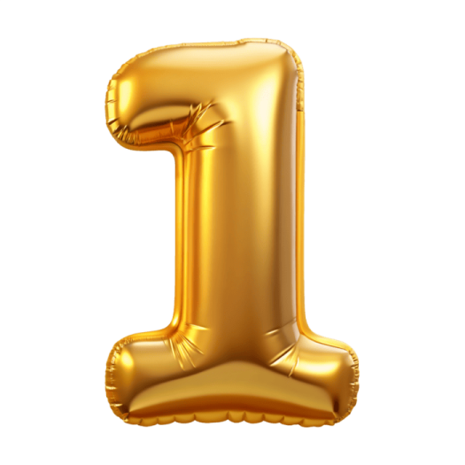 a gold foil number one balloon