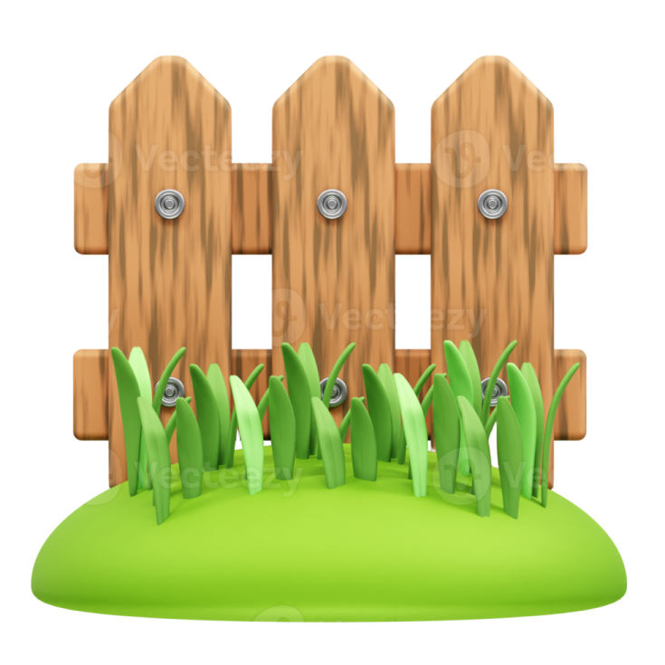an illustration of a wooden fence with grass