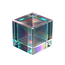 a crystal cube on a white background