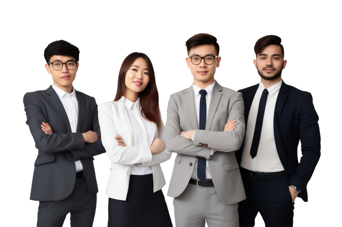 a group of business people standing together