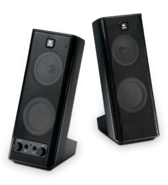 a pair of speakers on a white background