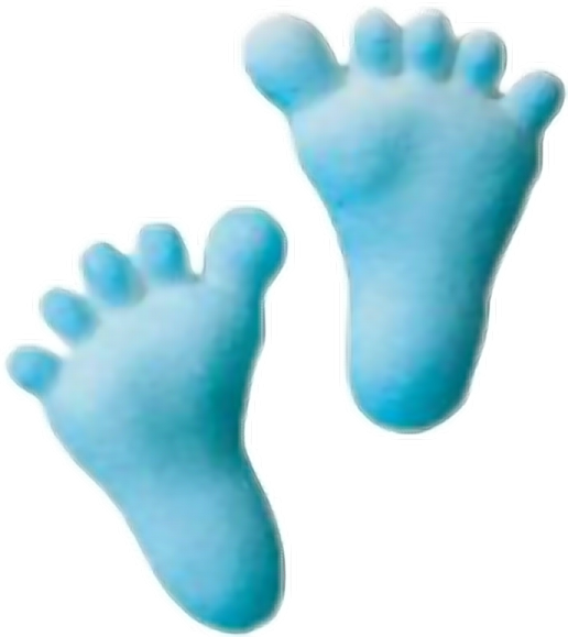 a pair of blue feet on a white background