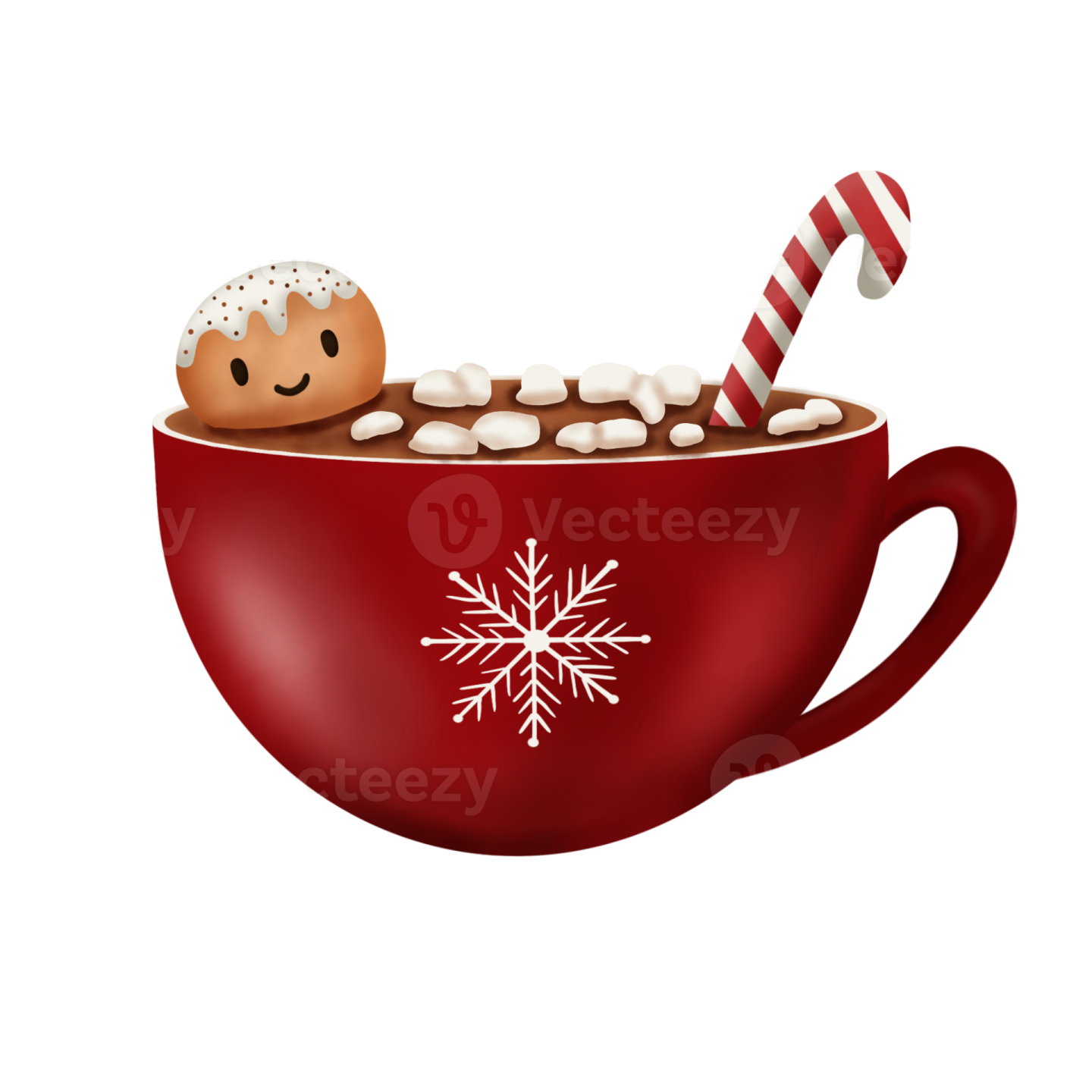 a cup of hot chocolate with marsh and candy