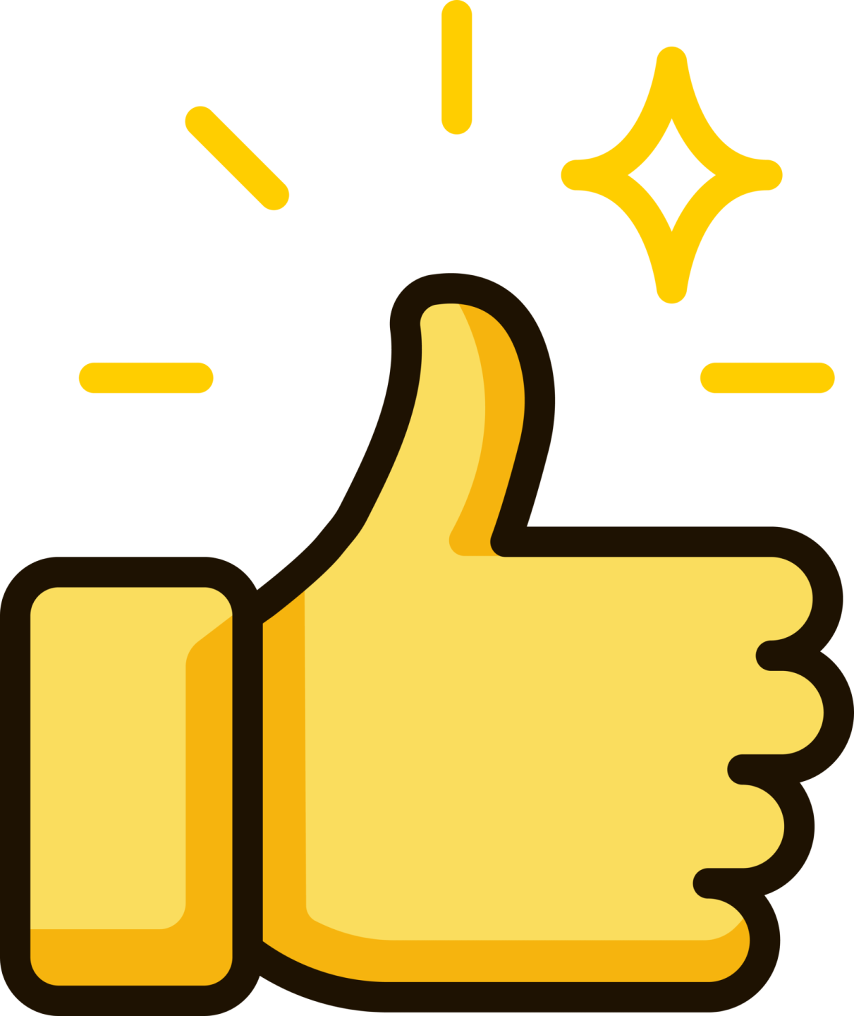 a thumbs up icon on a white background