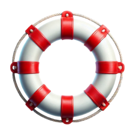 a life ring with red and white stripes