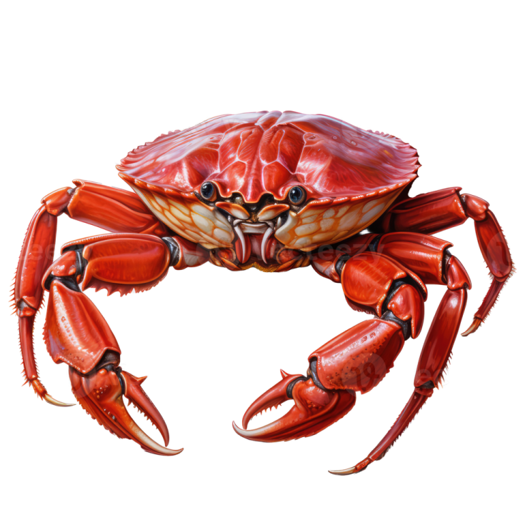 a red crab on a white background