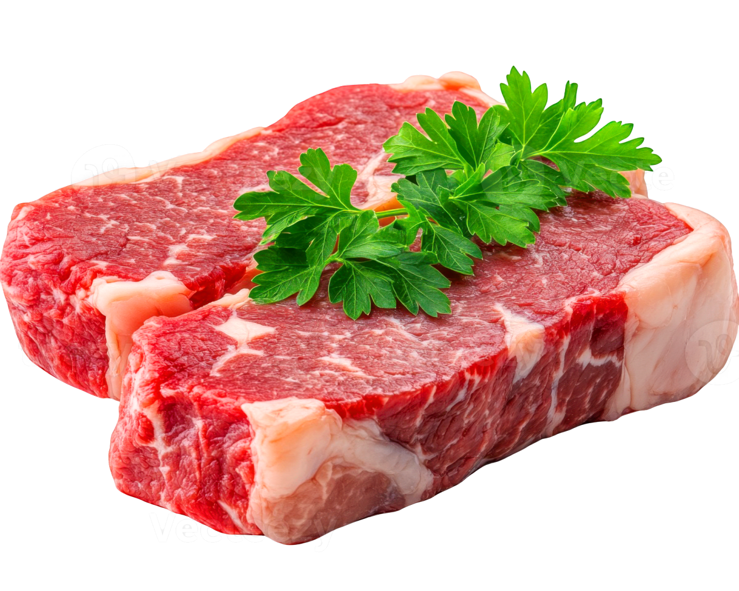 a piece of raw beef with parise