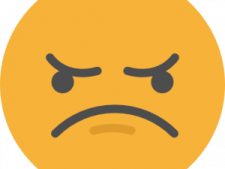 a yellow smiley face with an angry expression