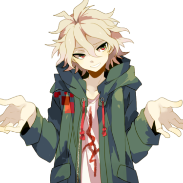 an anime character with blonde hair and a green jacket