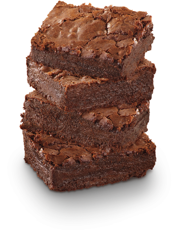 a stack of brownies on a white background
