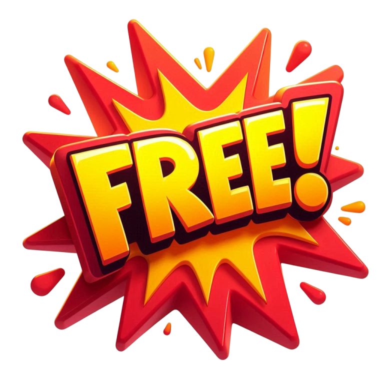 a red and yellow explosion with the word free