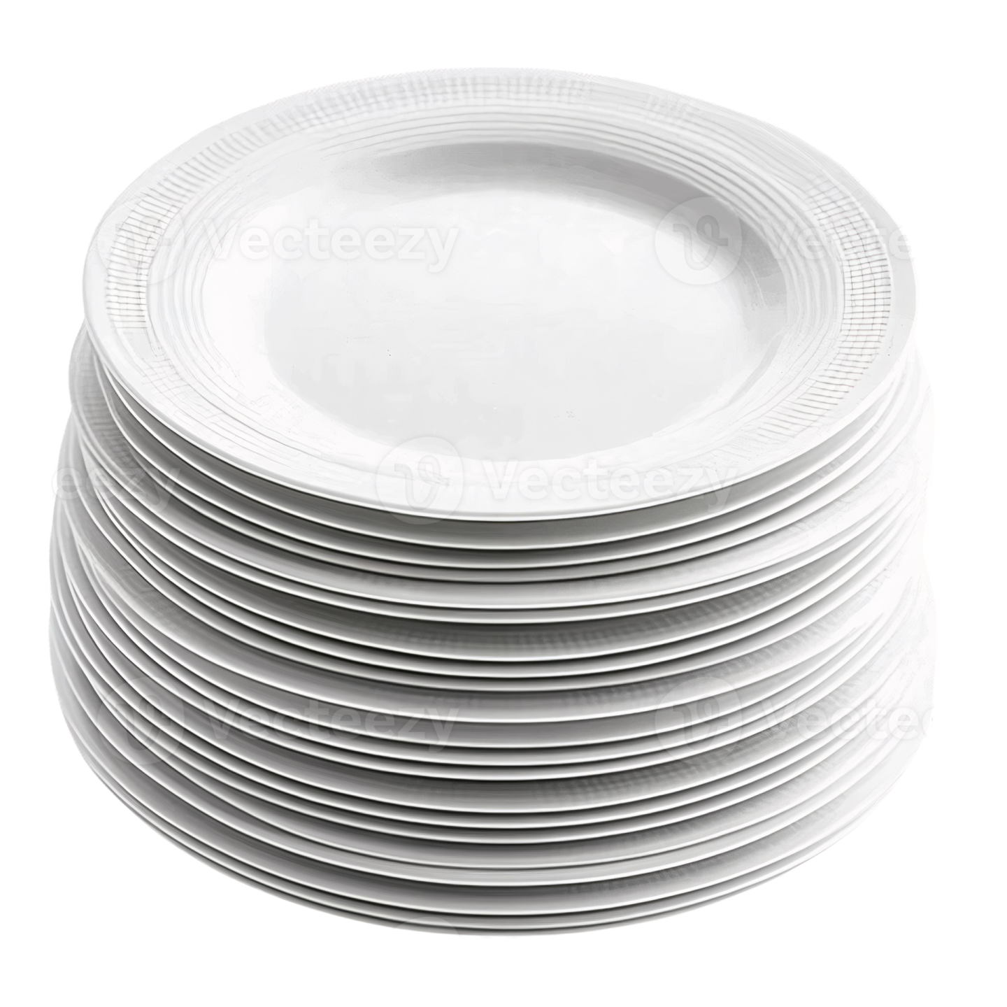 a stack of white plates on a white background