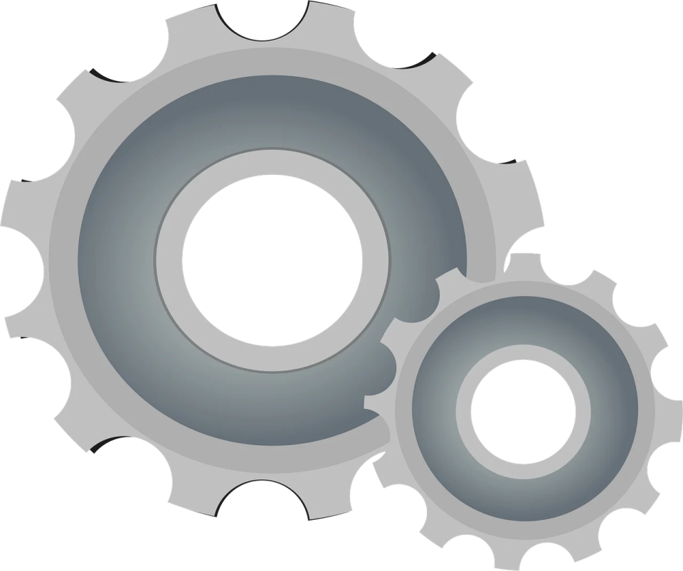two gears on a white background