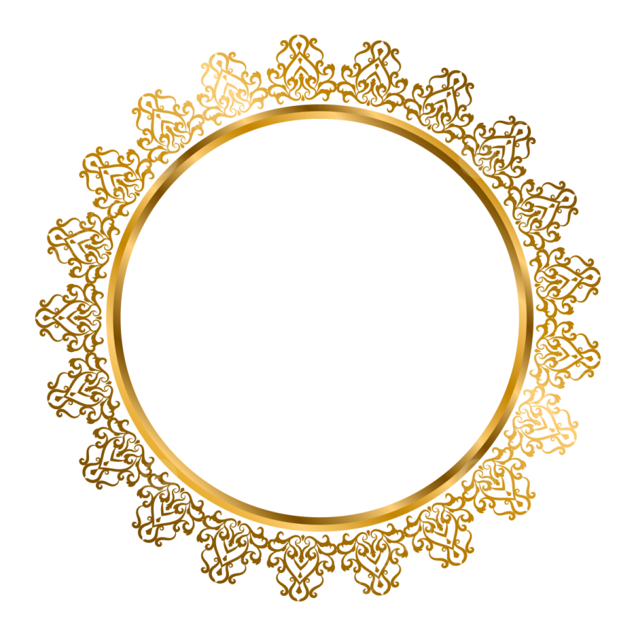 a gold frame with hearts on it