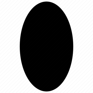 a black oval on a white background