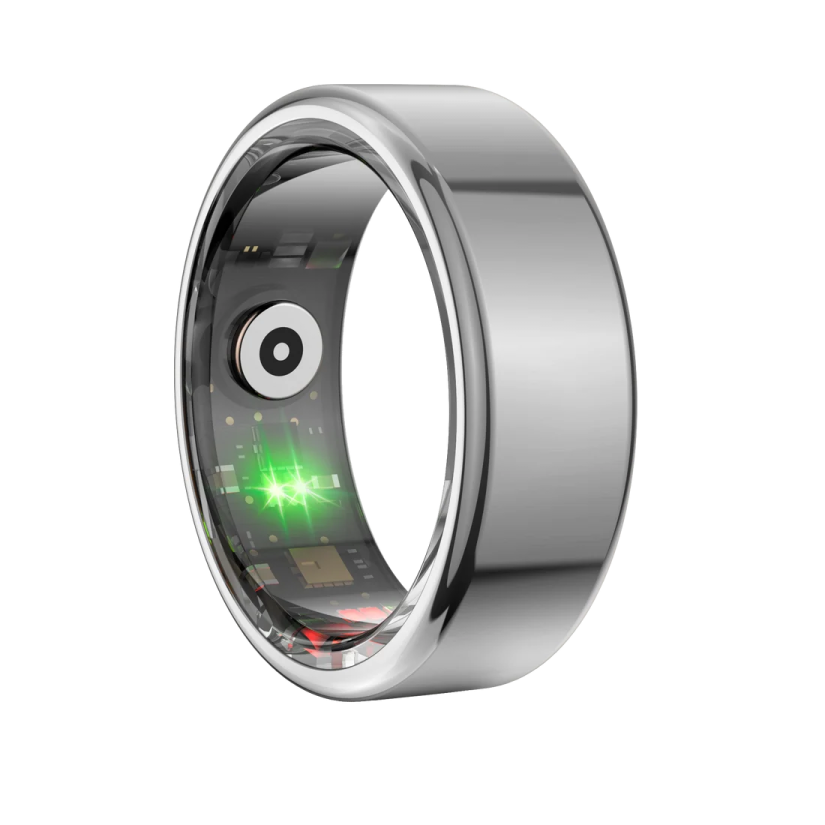 men's tung steel ring with green laser inlay