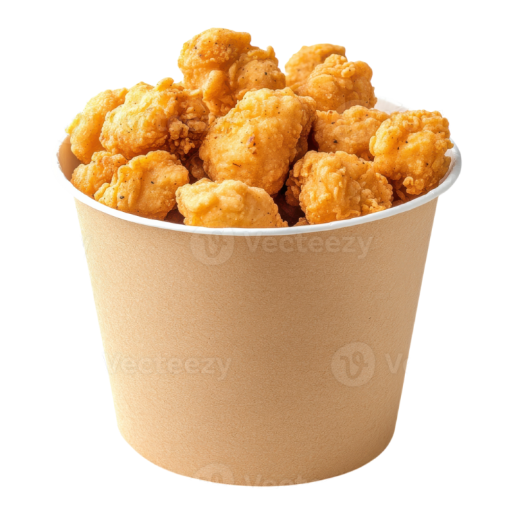a paper cup filled with chicken nus