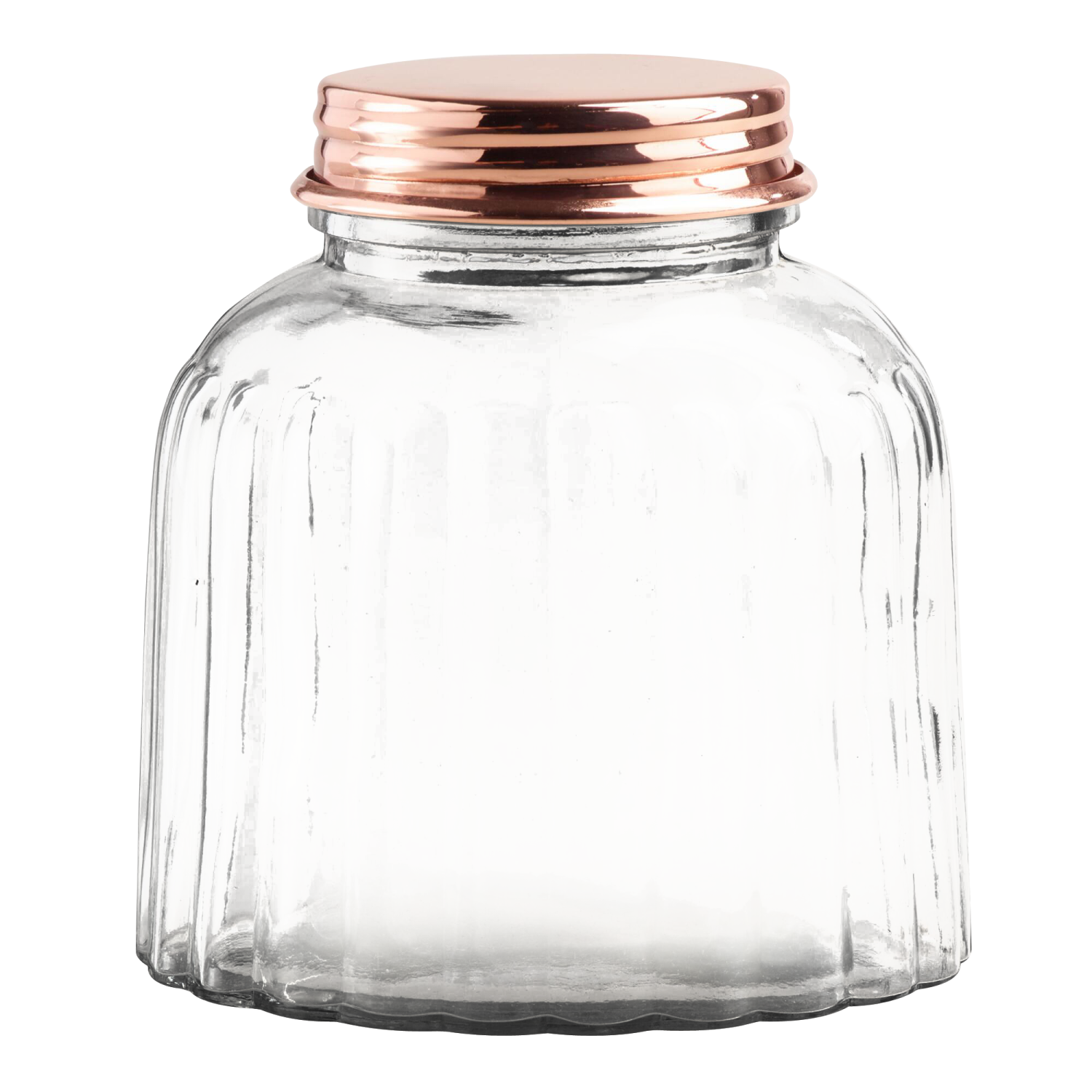 a glass jar with a copper lid
