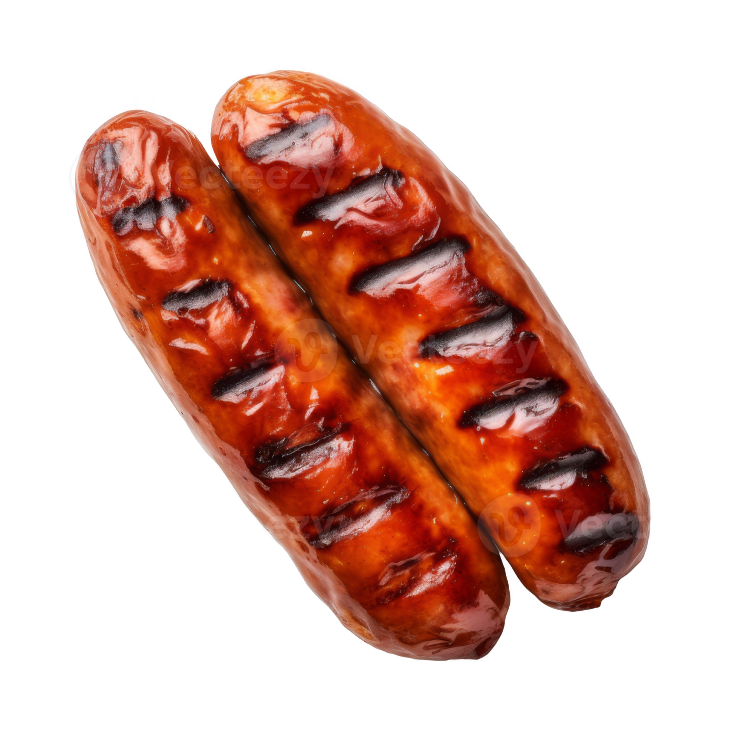 two sausages on a white background