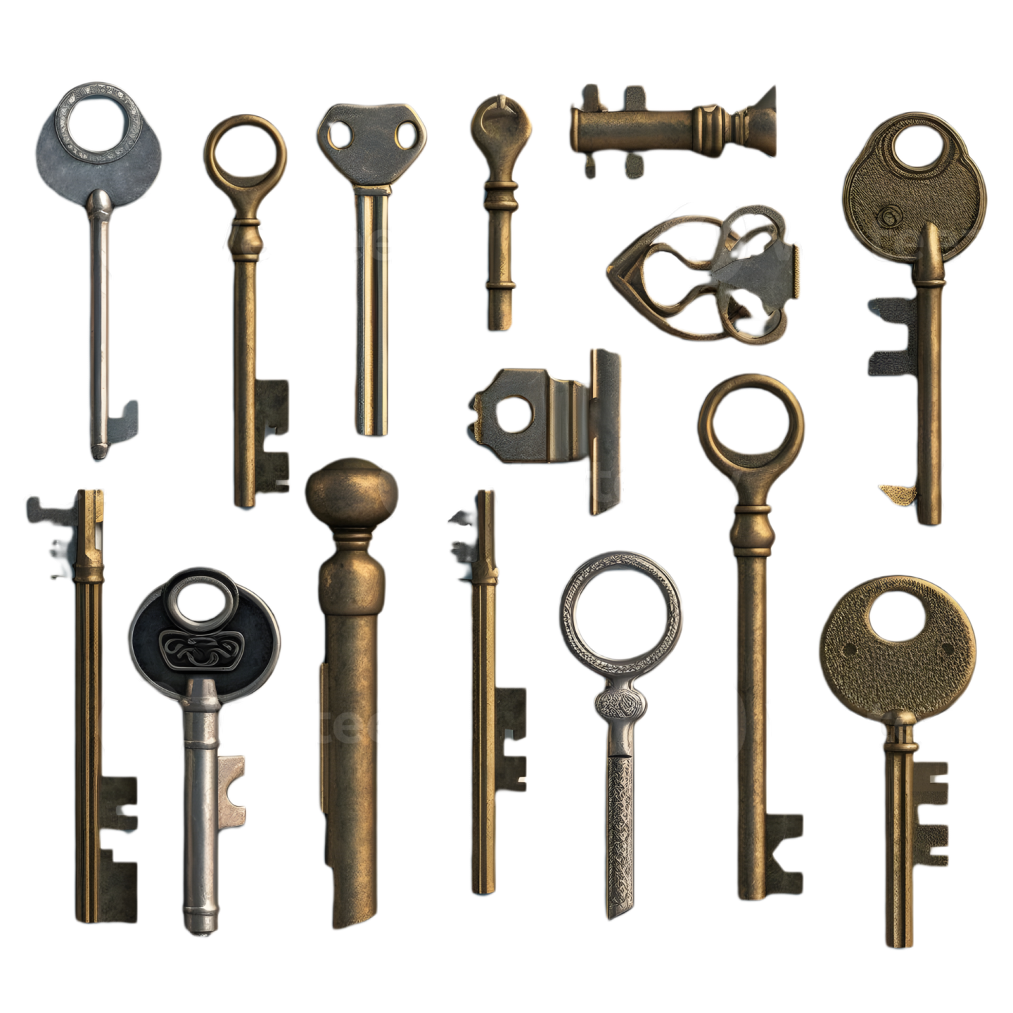 a collection of antique keys