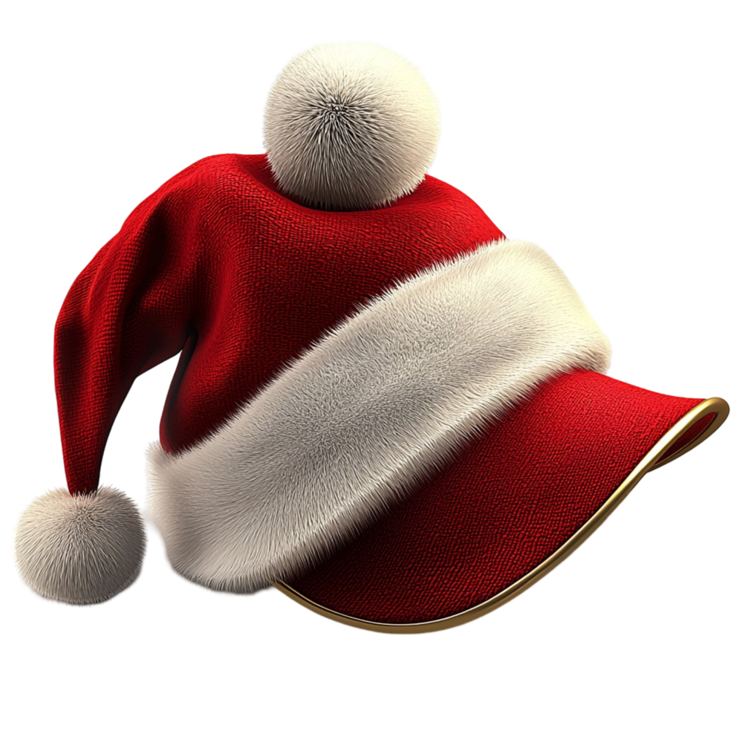 a red santa hat with white fur on it
