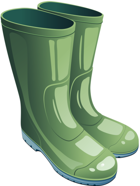 a pair of green rain boots