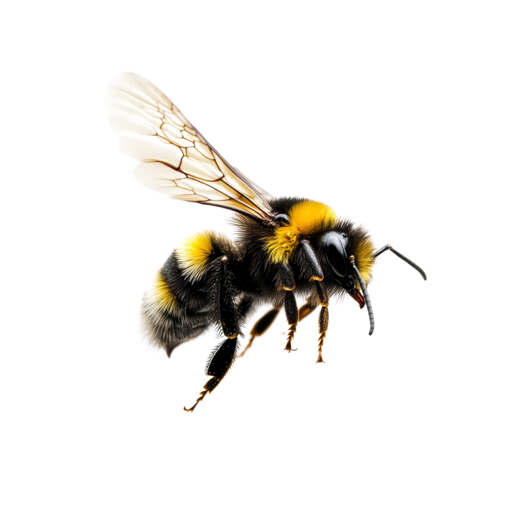 a close up of a bee on a white background