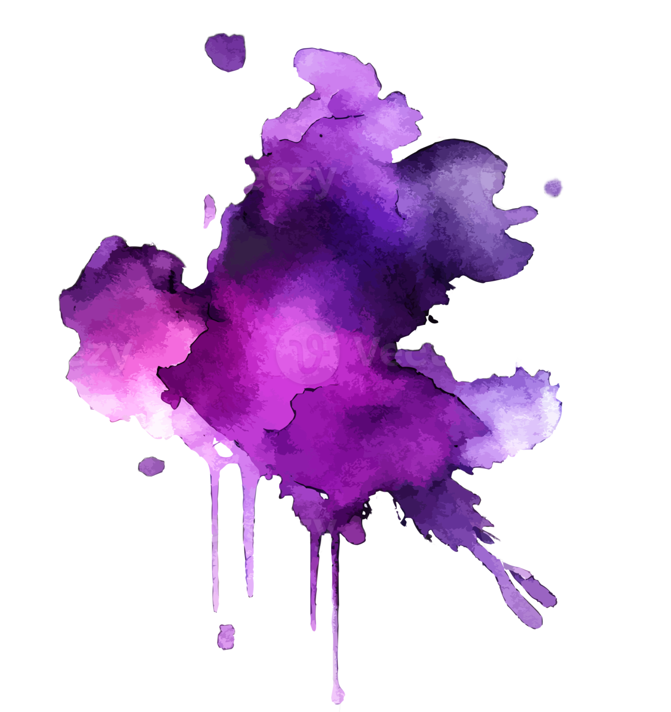 a purple watercolor stain on a white background