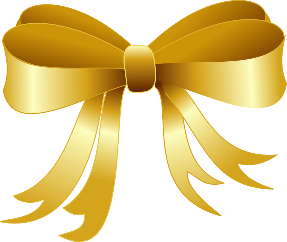 a gold bow
