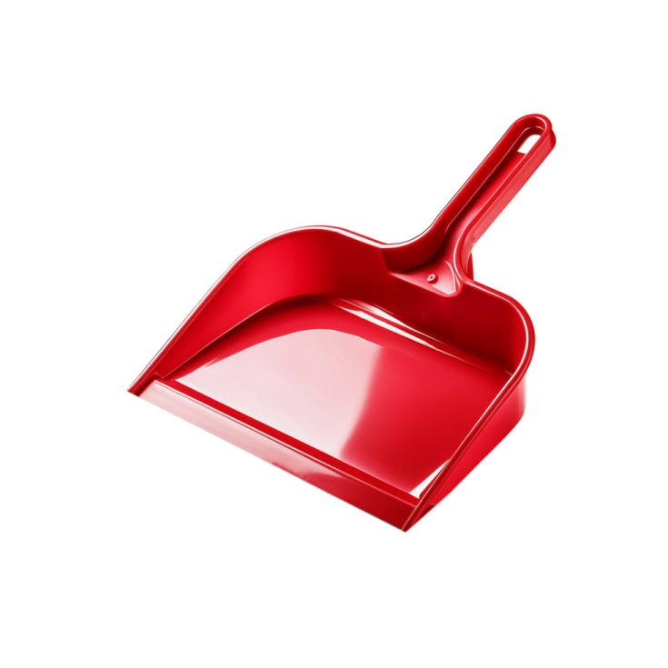 a red snow shovel on a white background