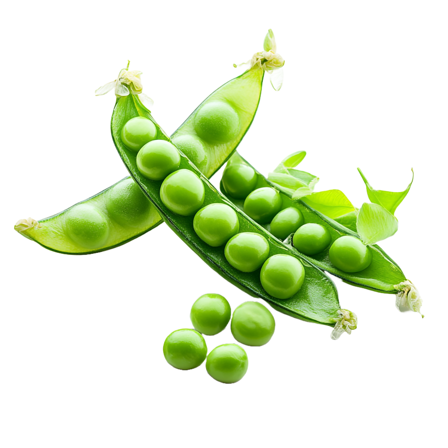 a bunch of green peas on a white background