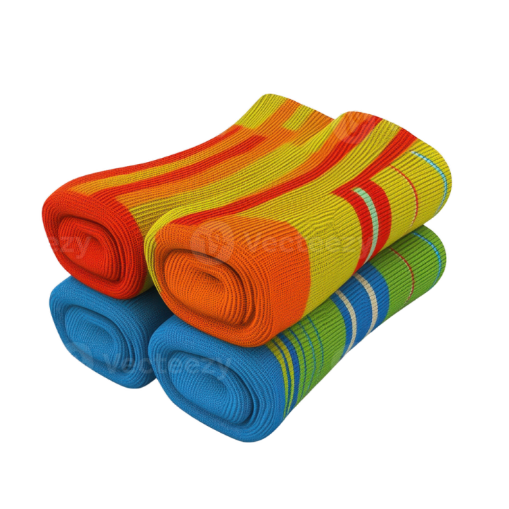 a stack of colorful towels